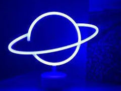 Светильник неоновый на подставке "Сатурн" 25 х 30 см. Синий