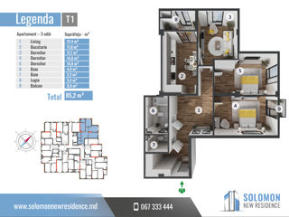 Apartament cu 3 camere, 86 m², Centru, Codru, Chișinău mun. foto 14