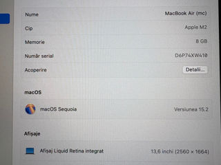 Macbook Air 13.6 8/256gb Silver stare foarte buna foto 4