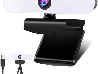 LED Webcam Microphone, 2K HD Web Cam for PC Desktop & Laptop with Mic, Web Camera for Streaming foto 1