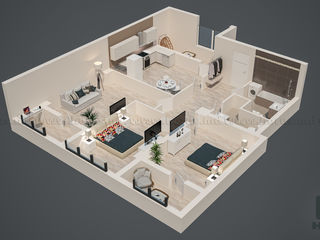 Apartament cu 3 odăi în sectorul Riscani, Str. Matei Basarab. Horus! 96,37 m2 foto 2