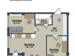 Apartament cu 2 camere, 61 m², Centru, Ialoveni foto 10