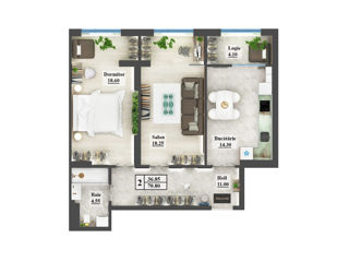 Apartament cu 2 camere, 67 m², Centru, Hîncești foto 4