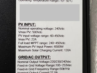 Invertor Off-Grid 48V-220V Easun Smh-III 6.2KW foto 4