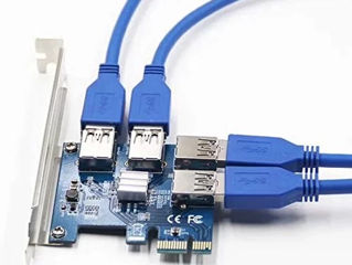 PCI-E 1 to 4 PCI-E Adapter Riser Card to External 4 PCI-E USB3.0. foto 2