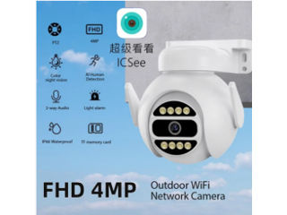4MP WiFi 2024 UNV IP Camera mini rotativă exterioara, microfon, inregistrare, monitorizare telefon foto 5