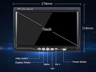 7-дюймовый универсальныймонитор заднего вида длякамеры заднего вида и переднейкамеры ,новые, foto 2
