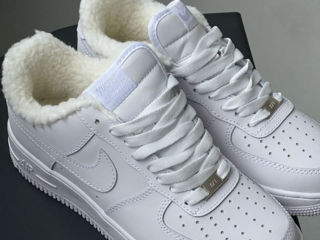 Nike Air Force 1 Low White Unisex cu blana / с мехом foto 3