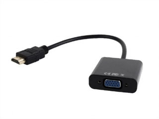 Adapter HDMI-VGA - Gembird A-HDMI-VGA-03, HDMI to VGA and audio adapter cable, single port, Black foto 2