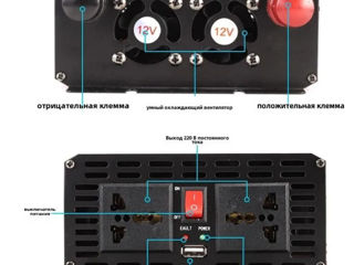 Инвертeр 12В/220В 3000Вт USB foto 2