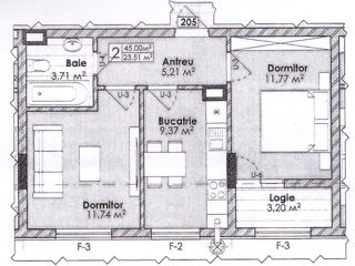 Apartament cu 2 camere, 45 m², Periferie, Codru, Chișinău mun. foto 3