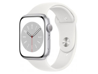 Apple Watch Series 8 Gps, 45Mm Silver Aluminium Case With White Sport Band, Mp6N3
