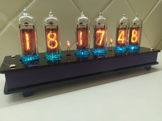 Сделанные вручную, уникальные, теплые, ламповые часы "Nixie clock" на винтажных ламповых индикатора. foto 4