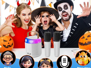 Mini aparat de karaoke cu 2 microfoane fără fir, difuzor Bluetooth portabil pentru copii adulți foto 3