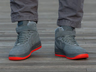 Nike Air Force 1 High Suede Grey/Red cu blana / с мехом foto 7