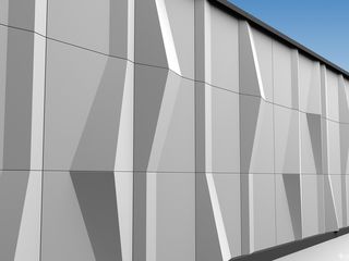 Фасад из алюминиево-композитных панелей. Изготовление , Фрезеровка , Монтаж 3D кассет для фасадов.