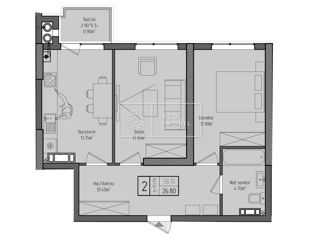 Apartament cu 1 cameră + Living, 58 m², Centru, Criuleni foto 2