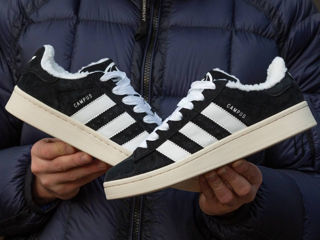 Adidas Campus Black Unisex cu blana/с мехом foto 4