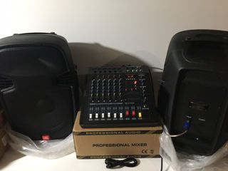 Set muzical Mixer-amplificator, boxe , microfon, cabluri 1000 w foto 2
