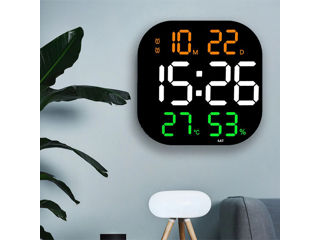 Светодиодные настенные часы 28х28см 3 цвета с пультом и будильником и таймером 220В