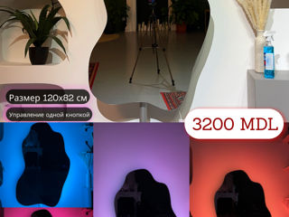 Эксклюзивное зеркало "Сердце 2" с цветной подсветкой от TehnoLabMD (90см х 73см) foto 9