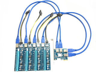 ID-175: PCI-Express x1 to 4 USB - PCI E adapter Multiplier Card - Адаптер x1 на 4 USB Riser Card foto 4