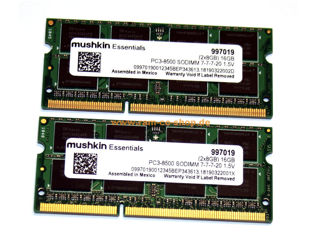 Оперативная память (2 x 8GB) SODIMM Mushkin Essentials DDR3 8Gb 1066MHz PC3-8500S