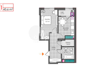 Apartament cu 1 cameră, 44 m², Centru, Ialoveni foto 3