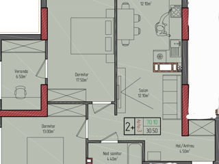 Apartament cu 2 camere, 70 m², Centru, Criuleni foto 1