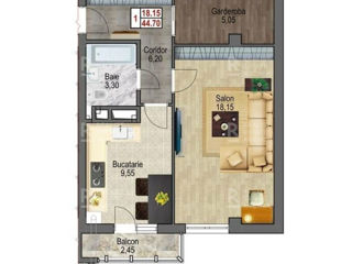 Apartament cu 1 cameră, 45 m², Ciocana, Chișinău foto 12