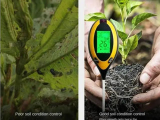 Ph tester pentru pământ, 4 în 1 umeditate, temperatura si intensitatea luminii foto 3