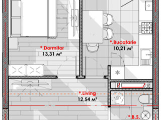 Apartament cu 1 cameră, 43 m², Râșcani, Chișinău foto 3