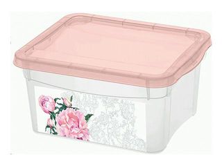 Container Cu Capac Econova 2L, 19X15.7X9Cm, Flori Roz