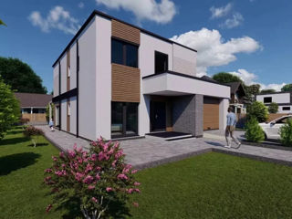 Casă de locuit individuală cu 3 niveluri / stil modern / S+P+E / 194.6m2/ construcții / arhitect /3D