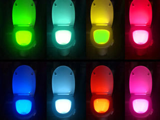 Ночник для унитаза, светодиодный светильник, активируемый движением. Имеет 8 разных цветов! foto 5