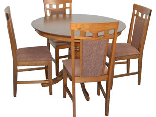 Set evelin capella v burnish + 4 scaune deppa r burnish f-789 brown ..disponibil in rate