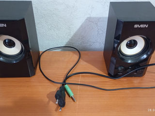 SVEN SPS-606 Black, 2.0 / 2x3W RMS, magnetic shielding, headphone jack, wooden, 2.5" foto 1