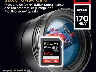 SanDisk 64GB Extreme PRO SDXC UHS-I Card - C10, U3, V30, 4K UHD, SD Card - SDSDXXY-064G-GN4IN foto 3