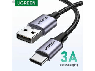 Кабель US288 (60124) USB-A 2.0 to USB-C Cable Nickel Plating Aluminum Braid. Длина: 0,25 м. Черный