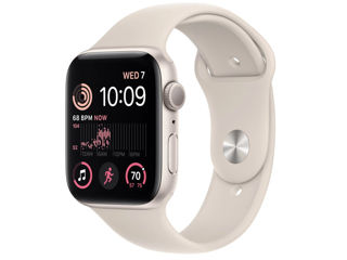 Apple Watch SE 2 44mm Aluminum Case with Starlight Sport Band, MNJX3 GPS, Starlight
