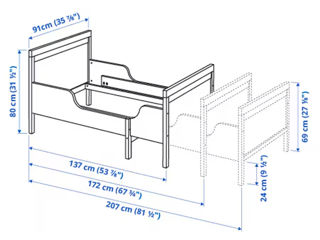 Pat extensibil cu somiera IKEA sundvik 80x200 - Livrare în toată Moldova! Credit 0% foto 6