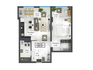 Apartament cu 1 cameră, 70 m², Centru, Chișinău foto 2