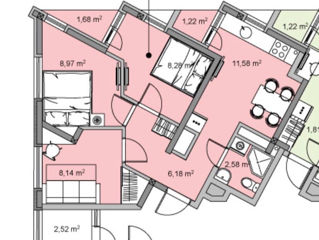 Apartament cu 3 camere, 50 m², Botanica, Chișinău