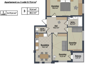Apartament cu 2 camere, 61 m², Centru, Ialoveni foto 12