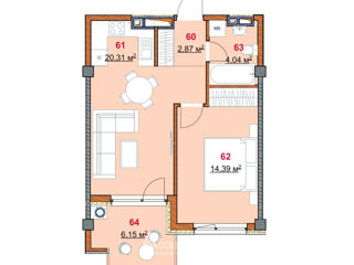 Apartament cu 1 cameră, 44 m², Botanica, Chișinău foto 6