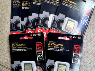 Новые в упаковке: SD Card 128Gb. SanDisk Extreme 4K. 150Mb/sec