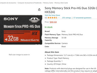 Карта памяти (Memory Card) Sony Memory Stick PRO-HG Duo 32GB foto 5