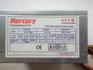 Продам блок питания Mercury ATX-400W P4 на 400W