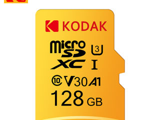 Карта памяти KODAK MicroSD,A1,V30,U3,128ГБ,Оригинал.Картридер,Адаптер USB-Type C