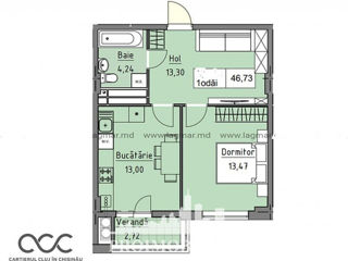 Apartament cu 1 cameră, 48 m², Râșcani, Chișinău foto 6